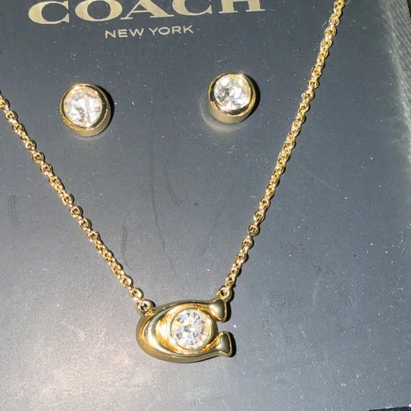 Coach Gold Necklace and Earring Set - Picture 3 of 6